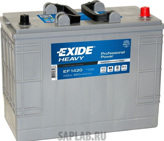 Купить EXIDE EF1421 Аккумулятор Exide  Hevy Duty  142a/Ч (Ef 1421)(+/-) 12v 850 A En  349x175x285 EF1421